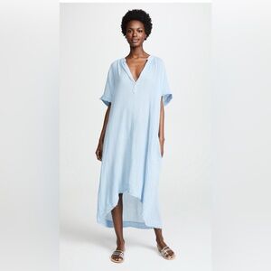 9Seed Tunisia Short Sleeve Caftan – Chambray – One Size